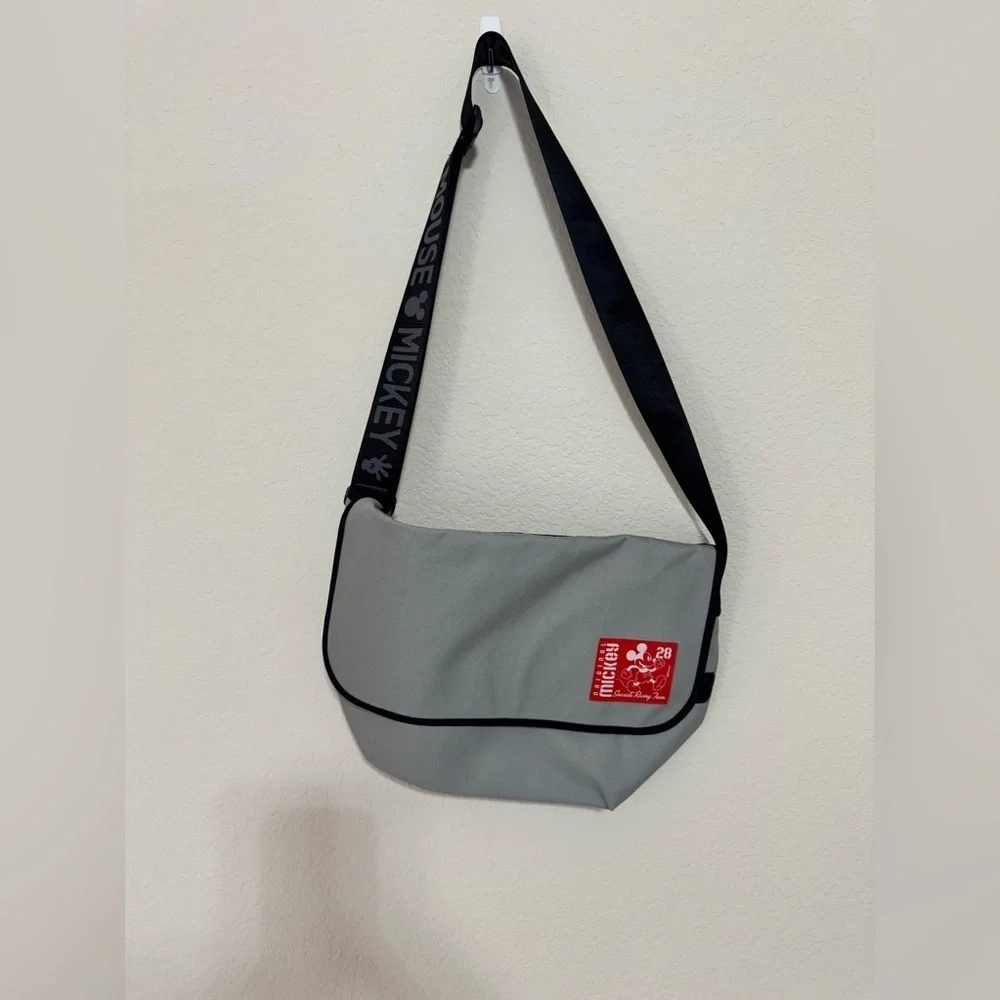Disney Original Mickey Seaside Racing Vinyl Messenger Bag Gray NWT